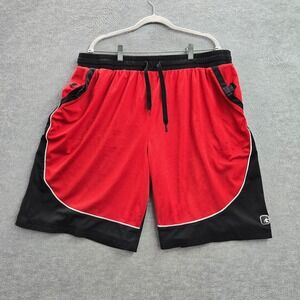 AND1 Activewear Shorts 2XL Red And Black‎ Mesh Basketball Y2k Logo READ